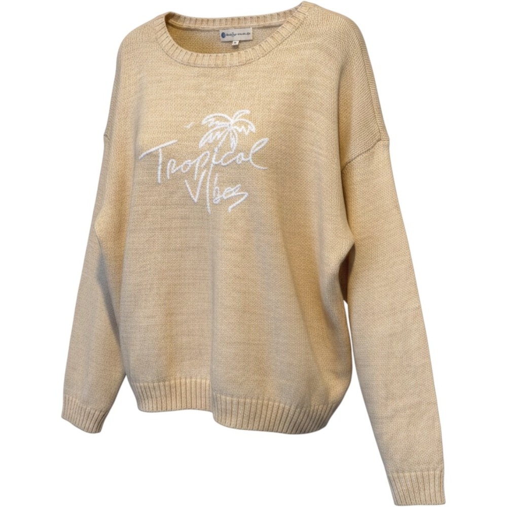 Beachly x Goldfish Kiss Tropical Vibes Peach Knit Sweater Large NWT Coastal